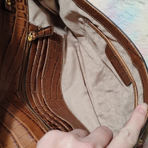 NWT Michael Kors Astrid Walnut XL Genuine Leather Clutch W Chain Strap - Picture 8 of 12